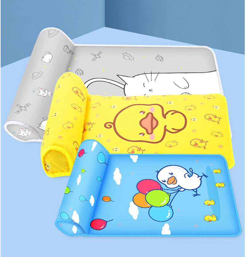 Summer Cooling Dog Mat with Pillow for Dog Cat Breathable Ice Pad Washable Sofa Breathable Print Cooling Pet Dog Bed for Dogs