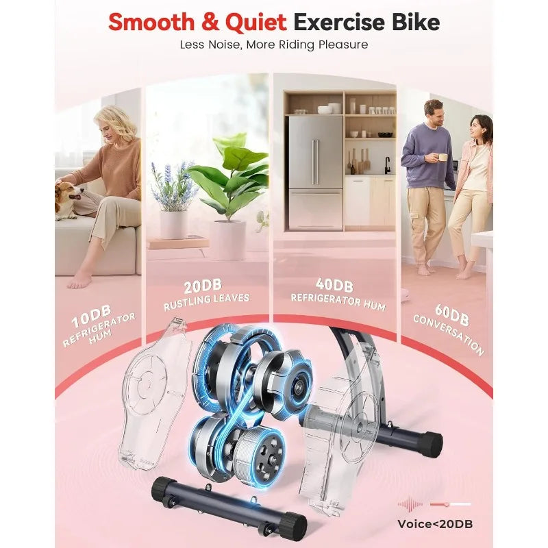 PLENY Folding Exercise Bike, Indoor Stationary Bike 16-Level Magnetic Resistance with Arm Resistance Band
