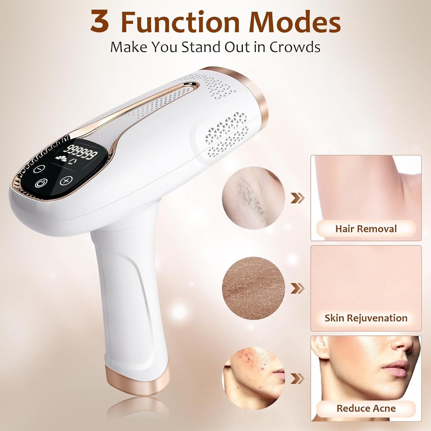 Laser Hair Removal,Hair Removal for Women and Men Permanent At-Home IPL Hair Removal Device Upgraded to 999,999 Flashes Painless Hair Remover for Armpits Legs Arms Bikini Line and Facial Hair Removal
