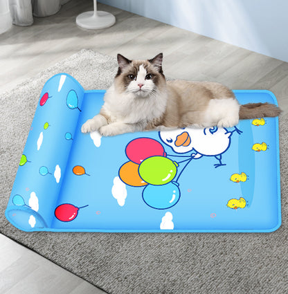 Summer Cooling Dog Mat with Pillow for Dog Cat Breathable Ice Pad Washable Sofa Breathable Print Cooling Pet Dog Bed for Dogs