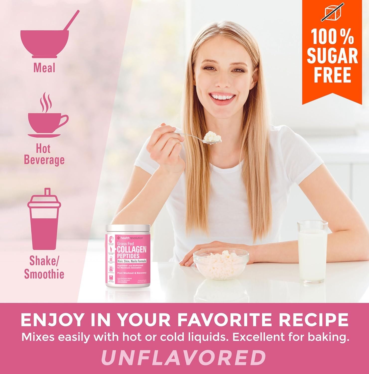 Hydrolyzed Collagen Peptides Powder - Skin, Hair, Nails & Joint Support, Grass-F