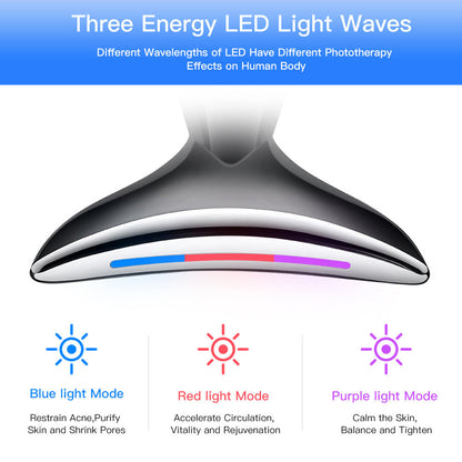 EMS Microcurrent Neck Face Beauty Device With 3 Colors LED Photon Therapy Skin Tighten Reduce Double Chin Face Lifting Devices