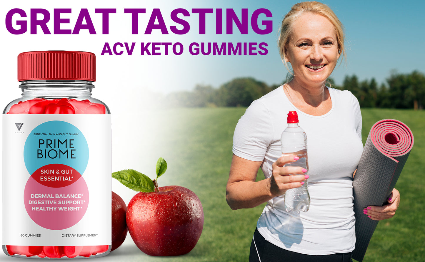 (3 Pack) Prime Biome Gummies Primebiome Probiotic Skin Supplement (180 Gummies)