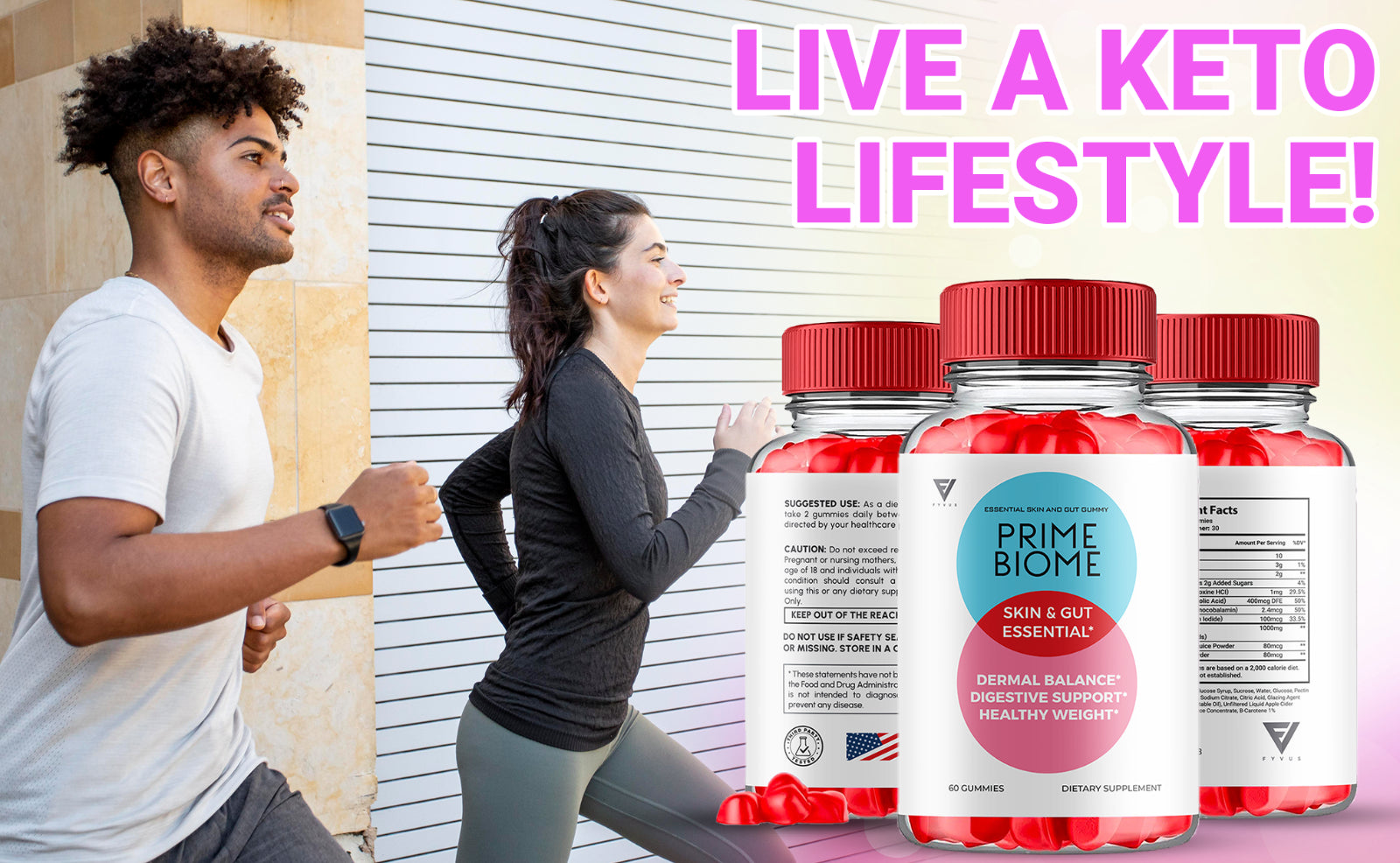 (3 Pack) Prime Biome Gummies Primebiome Probiotic Skin Supplement (180 Gummies)