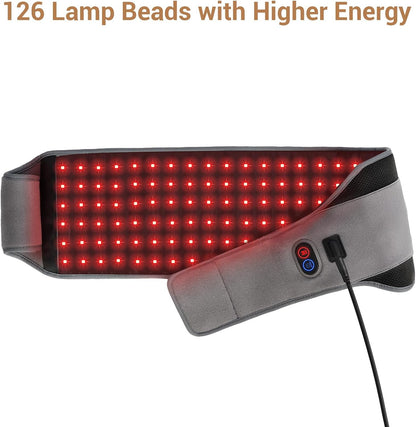 Infrared Red Light Therapy Belt with 126 LEDs, 660nm & 850nm, 22W Light Wrap with Timer for Targeted Pain Relief in Back, Waist, Belly, and Joints (Corded)