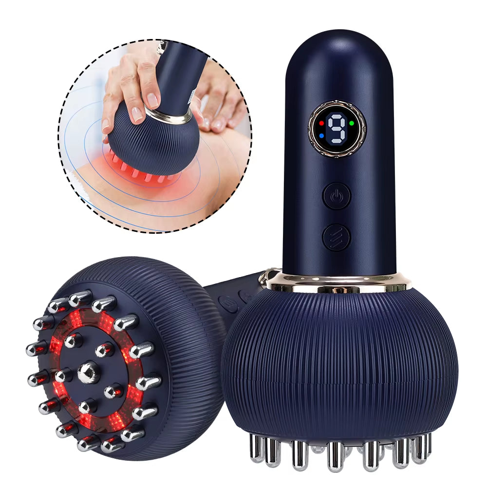 Electric Meridian Brush Body Massager Vibrate Gua Sha Microcurrent Hot Compress Scraping Lymphatic Drainage Machine Fat Burner