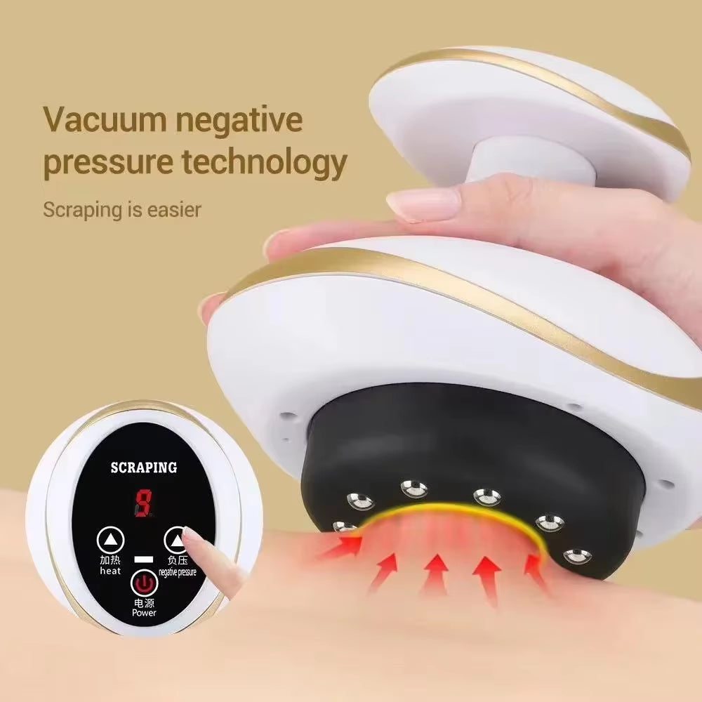 Electric Scraping Massage Cupping Body Massager Vacuum Cans Suction Cup Heating Body Back Neck Arm Guasha Massager