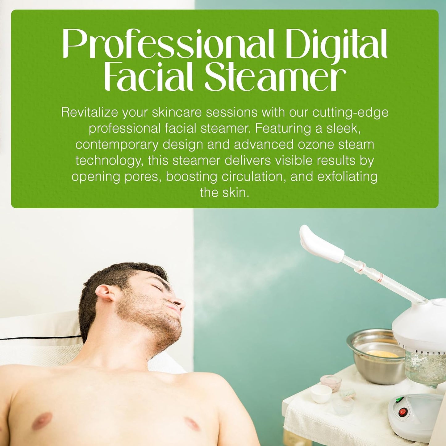 - Basic Digital Ozone Facial Steamer for Esthetician with Silent Timer, Digital Controls & Aromatherapy, Professional Grade with Stand, 20 Lbs
