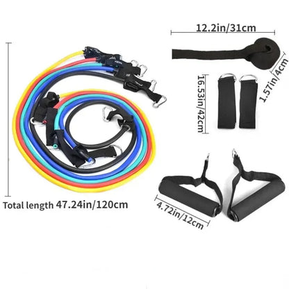 11Pcs/Set Pull Rope, Resistance Bands, Portable Fitness Equipment, Ankle Strap, Chest Expander, Elastic Exercise Band